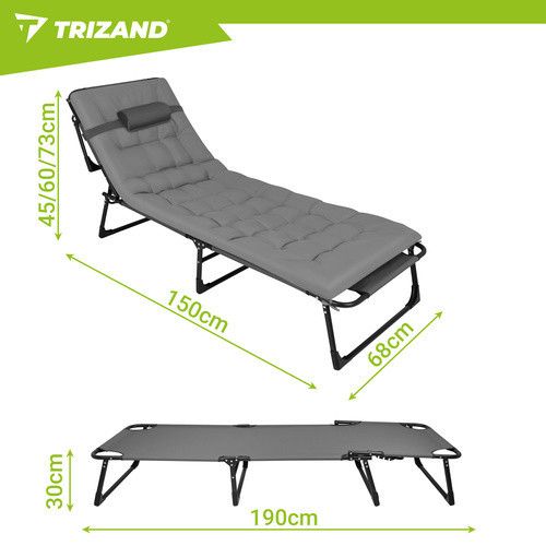 Складаний садовий шезлонг 192x68x28 см Trizand 27633 | Зображення 1