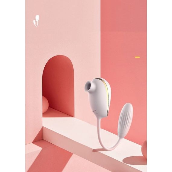 Вакуумний стимулятор клітора з віброяйцем High End Suction Love Egg PINK Sex Aura | Зображення 1