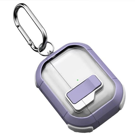 Футляр протиударний Locking Button для навушників AirPods Pro 2 / Pro (Apple Green) Light Purple | Зображення 4