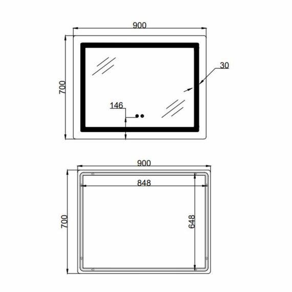 Дзеркало Lidz Kubis (KU2) 900х700 з LED-підсвіткою Touch, з антизапотіванням, з димером, рег. яскравості LD78LF904907048452 | Зображення 1