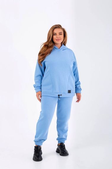 Женский теплый спортивный костюм на флисе худи и штаны NB23038 цвет голубой, размер 46/48 | Зображення 5