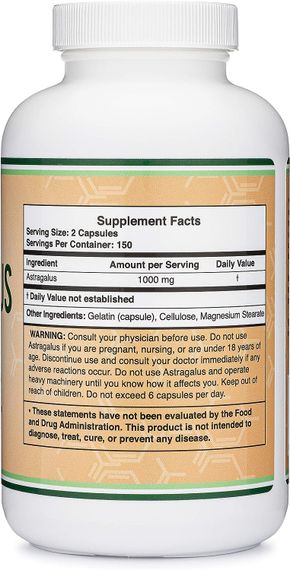 Экстракт астрагала Double Wood Supplements Astragalus 1000 mg 300 capsules | Зображення 1