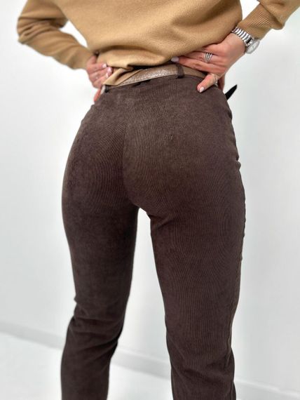 Женские вельветовые укороченные узкие брюки GF01709 цвет коричневый, размер 52 | Зображення 3