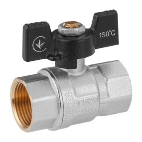 Кран кульовий Kroner 3/4" ВВ PN40 метелик, нікельований (CV033209)