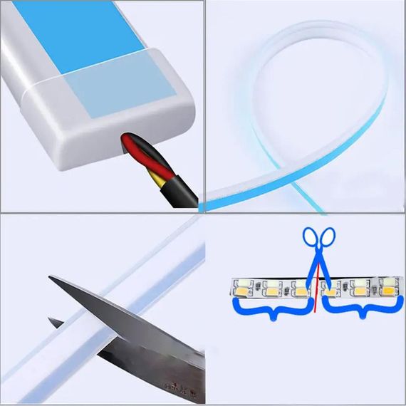 Денні ходові вогні з бігучим поворотом, 2 шт по 30 см / Гнучкі ходові вогні в фару біло-жовті | Зображення 4