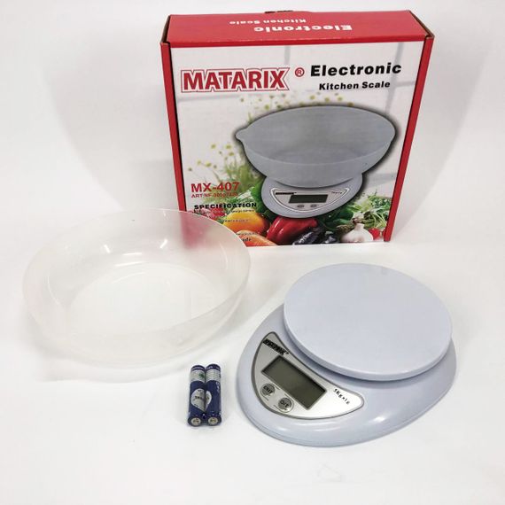 Кухонные электронные весы с чашей до 5 кг Matarix MX-407, Компактные электронные кухонные весы | Зображення 4