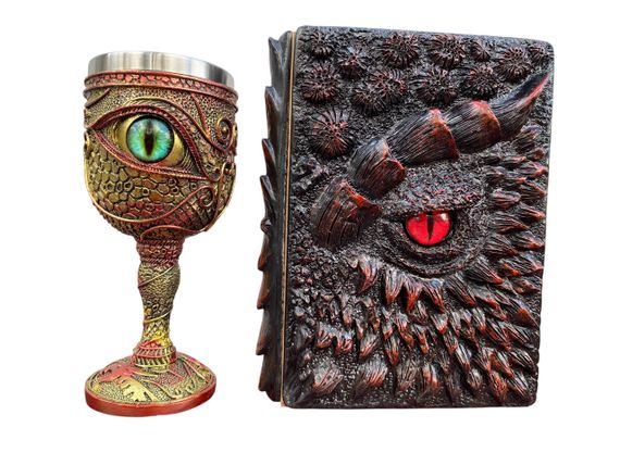 Подарунковий набір Келих 3D Око Зелений і Блокнот 3D «Око Пламінного Дракона»