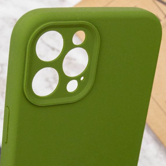 Чохол Silicone Case Full Camera Protective (AA) NO LOGO для Apple iPhone 12 Pro (6.1") Зелений / Dark Olive | Зображення 4