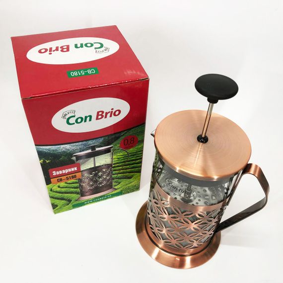Френч-прес Заварник для чаю Con Brio CB-5180 800мл, Скляний чайник для чаю чайники | Зображення 2