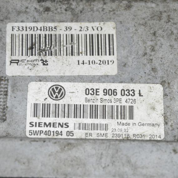 Блок керування двигуном 1.2 12V Volkswagen Polo 2009-2016 Комп'ютер мотора Фольксваген Поло 03E906033L | Зображення 1