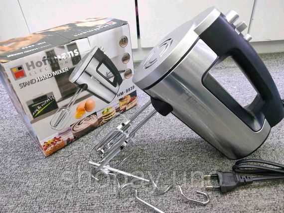 Ручной электрический миксер Hoffmans HM-8839 800 Вт • Кухонный миксер с венчиками и крюками для взбивания и замеса теста | Зображення 4