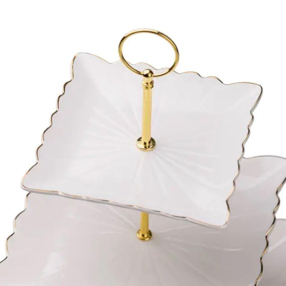 Етажерка для фруктів і десертів 3- ярусна квадратна, біла HP-7-730 | Зображення 5