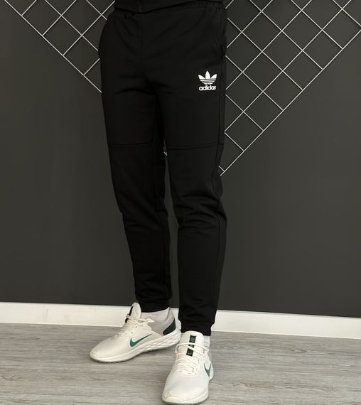 Демісезонний спортивний костюм Adidas чорна кофта на змійці + чорні штани (двонитка) RD121/RD126 | Зображення 3