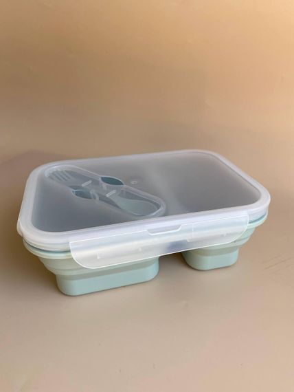 Ланч бокс дитячий силіконовий складний Зелений | Зображення 3