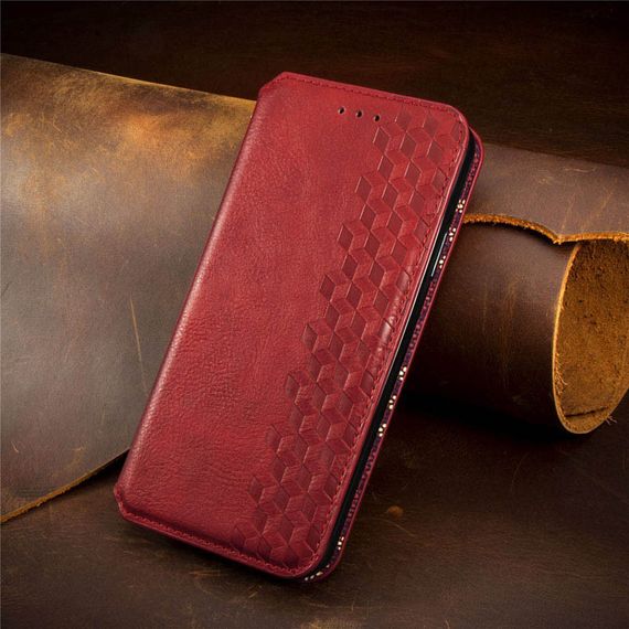 Шкіряний чохол-книжка GETMAN Cubic (PU) для ZTE Blade v2020 Штучна шкіра, Слот для візитки, Червоний | Зображення 5