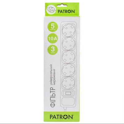 Сетевой фильтр питания Patron 3m (SP-1053W), 5 розеток White (EXT-PN-SP-1053W) | Зображення 1