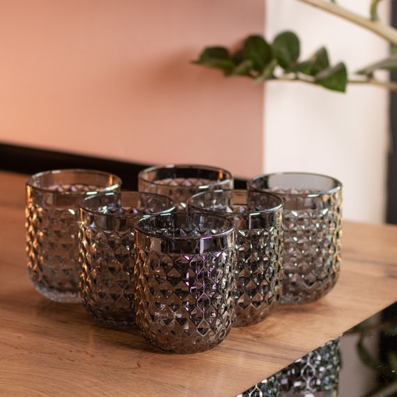 Набір склянок 6 шт скляні склянки 250 (мл) Сірий HP-19-117 | Зображення 3