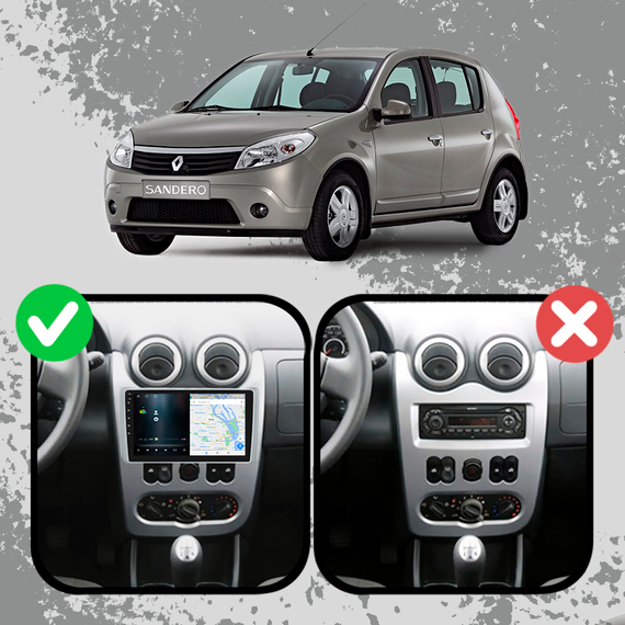 Штатная магнитола Lesko для Renault Sandero I 2009-2014 экран 9" 2/32Gb 4G+CarPlay Wi-Fi Android | Зображення 2