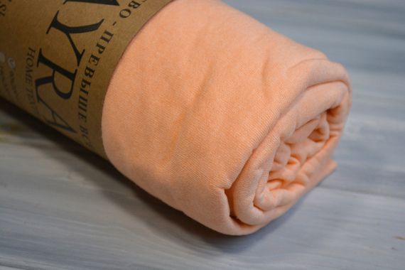 Простирадло 180х200+25см трикотаж на резинці Персикове | Зображення 1