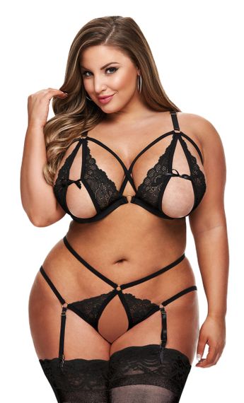 Еротичний комплект STRAPPY GARTER SET BLACK, XL