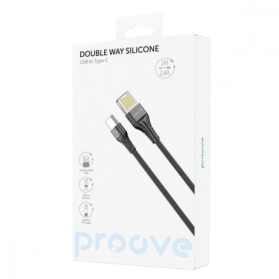 Кабель Proove Double Way Silicone Type-C 2.4A (1m) white | Зображення 1