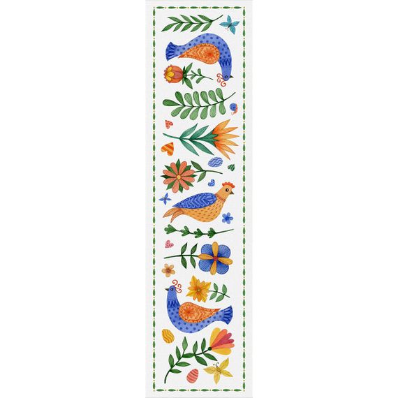 Доріжка на стіл (ранер) Пташки та квіти 150x40 см (DR_25F003)
