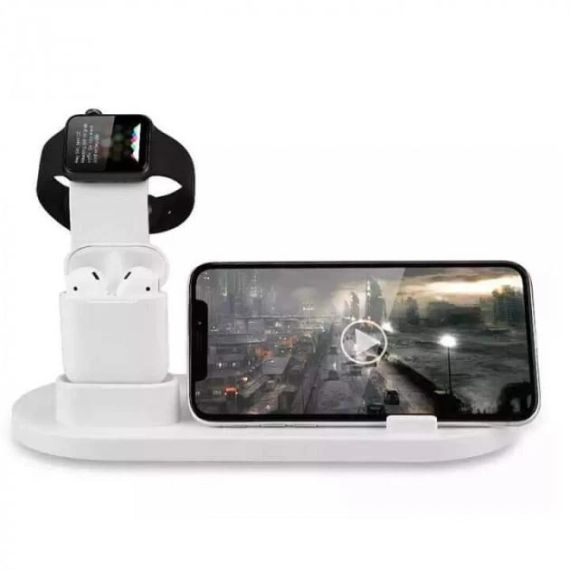 Бездротовий зарядний пристрій 4 в 1 AirPower Fast Charge White з технологією QI для iPhone, Apple Watch, AirP | Зображення 4