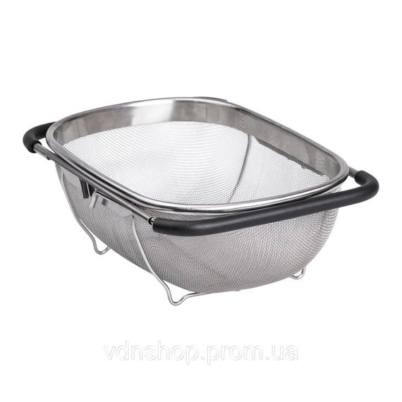 Друшляк сито на раковину для миття овочів та фруктів 29х19х10 см з нержавіючої сталі HP-19-18-S | Зображення 1