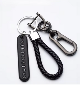 Брелок із номером мобільного телефона для чоловіків, жінок простий плетений шкіряний