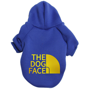 Толстовка для собак с капюшоном синяя с золотым the dog face S