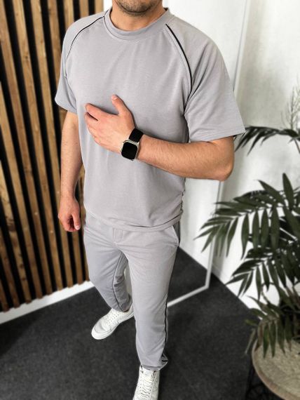 Мужской спортивный костюм с футболкой и штанами VL1016 цвет серый, размер 50/52 | Зображення 1