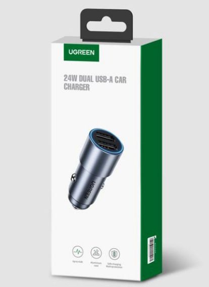 Автомобильное зарядное устройство Ugreen CD130 Dual USB Car Charger 24Вт 2.4A | Зображення 6