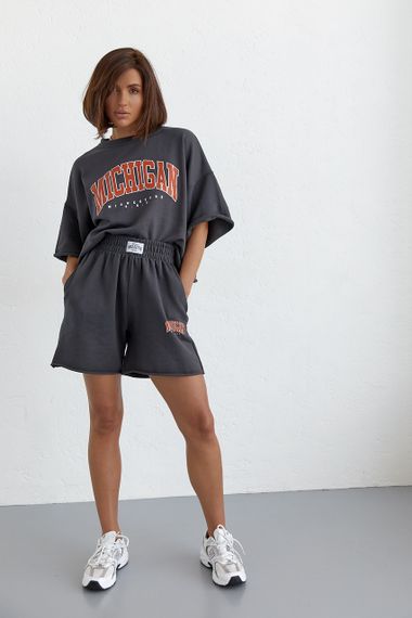 Летний спортивный костюм с принтом Michigan - темно-серый цвет, L (есть размеры) | Зображення 4