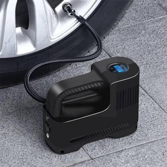 Компрессор портативный автомобильный Air pump AND XL-1026 от прикуривателя 12 В с цифровым дисплеем Черный