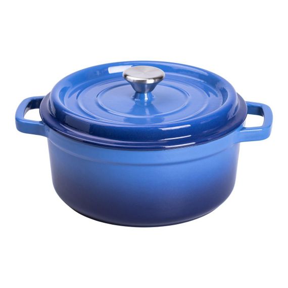 Каструля чавунна емальована 3 л з кришкою Ø24 см Синя