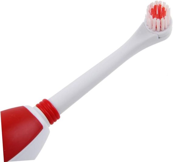 Електрична зубна щітка з насадкою на батарейках, м'яка щетина, ротаційне очищення обертовою головкою Червона | Зображення 4