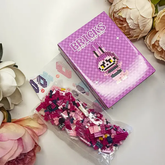 Конструктор BRICKS Лабубу LABUBU Фіолетовий, 3D конструктор 11 см, 150 деталей