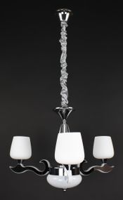 Люстра підвісна на 3 лампочки з пультом 27162 Хром 50-100х62х62 см.