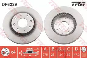 Диск гальмівний (1 шт.) KIA Cerato \'\'F D=275mm 04, TRW (DF6229)