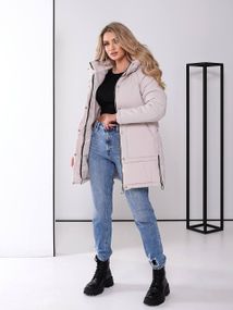Жіноча зимова куртка з капюшоном, арт. 509, беж (жемчуг)