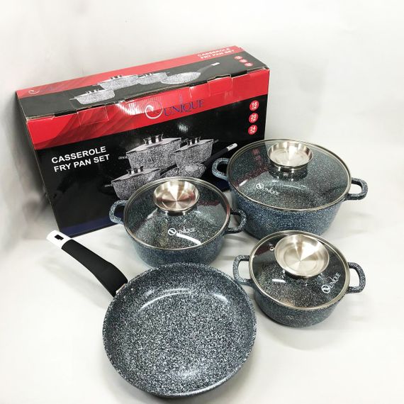 Каструля з якісних матеріалів, Каструлі з прозорими кришками, Набір кастрюль для електричних плит VJ-61 | Зображення 9