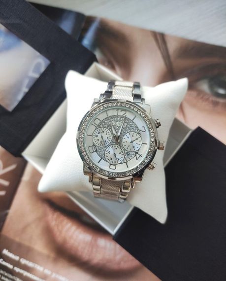 Женские наручные часы Guess silver со стразами | Зображення 1