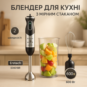 Блендер з переносною чашею Erstech, Настільний блендер для смузі подрібнювач для коктейлів RL-10