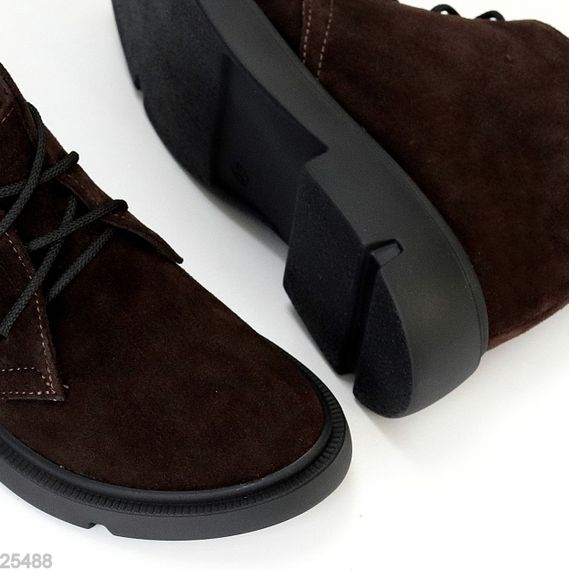 Модні практичні низькі черевики натуральна замша колір Шоколад | Зображення 3