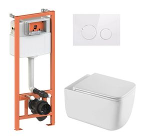 Набір Qtap Nest 4 в 1 підвісний унітаз Gemini Ultra Quiet 530х365х373 + комплект інсталяції QT2533076EUQW46156