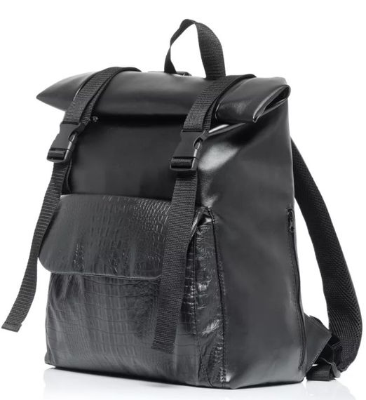 Рюкзак ролл Sambag унісекс RollTop Milton принт крокодила з клапаном чорний 41 х 30 х 16 см (24251070) | Зображення 5
