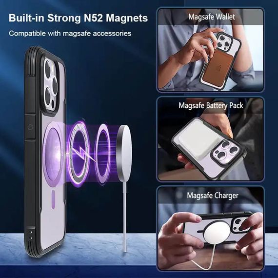 TPU+PC чохол Defense Clear with MagSafe для Apple iPhone 15 Pro (6.1") | Зображення 3