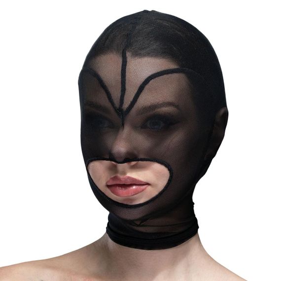 Маска серце сітка з відкритим ротом Feral Feelings - Hearts Mask Black/Black sexstyle
