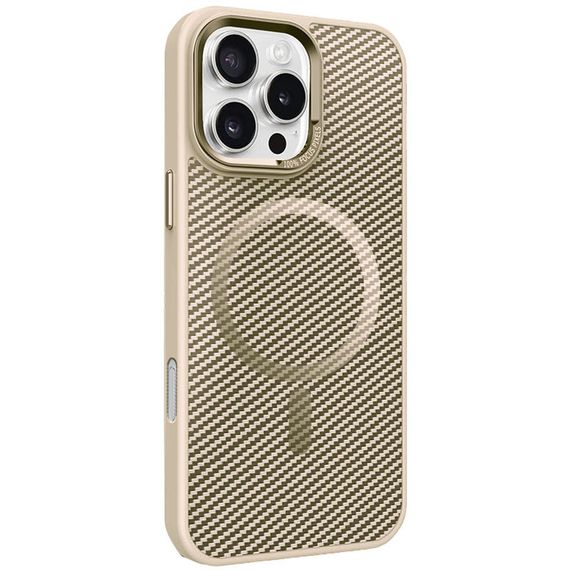 Чохол TPU+PC Carbon Mirage with MagSafe для Apple iPhone 16 Pro (6.3") Antique White