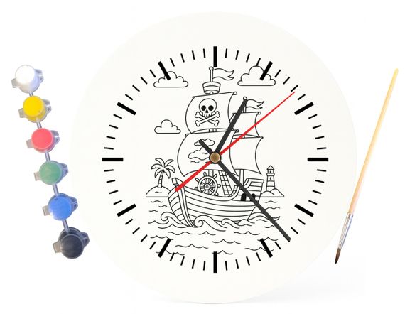 Детский набор для творчества часы раскраска Пиратский корабль 30 см (Г0062) | Зображення 3
